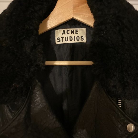 Acne Studios Mape Black Leather Jacket sz 38 - Picture 4 of 11